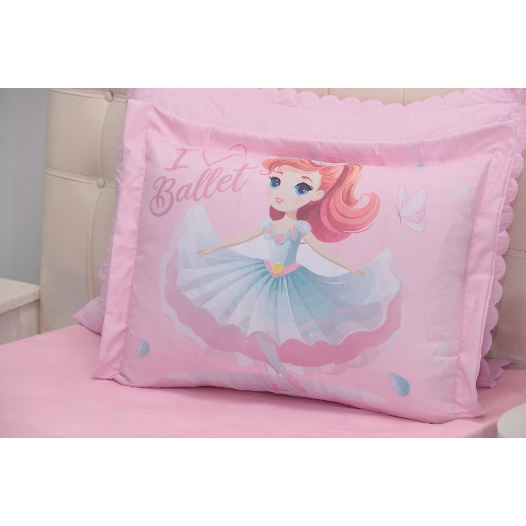 Kit 3 Pçs Cobre Leito Colcha Solteiro Infantil e Juvenil Divina Bailarina Dupla Face Matelassado e Estampa Digital