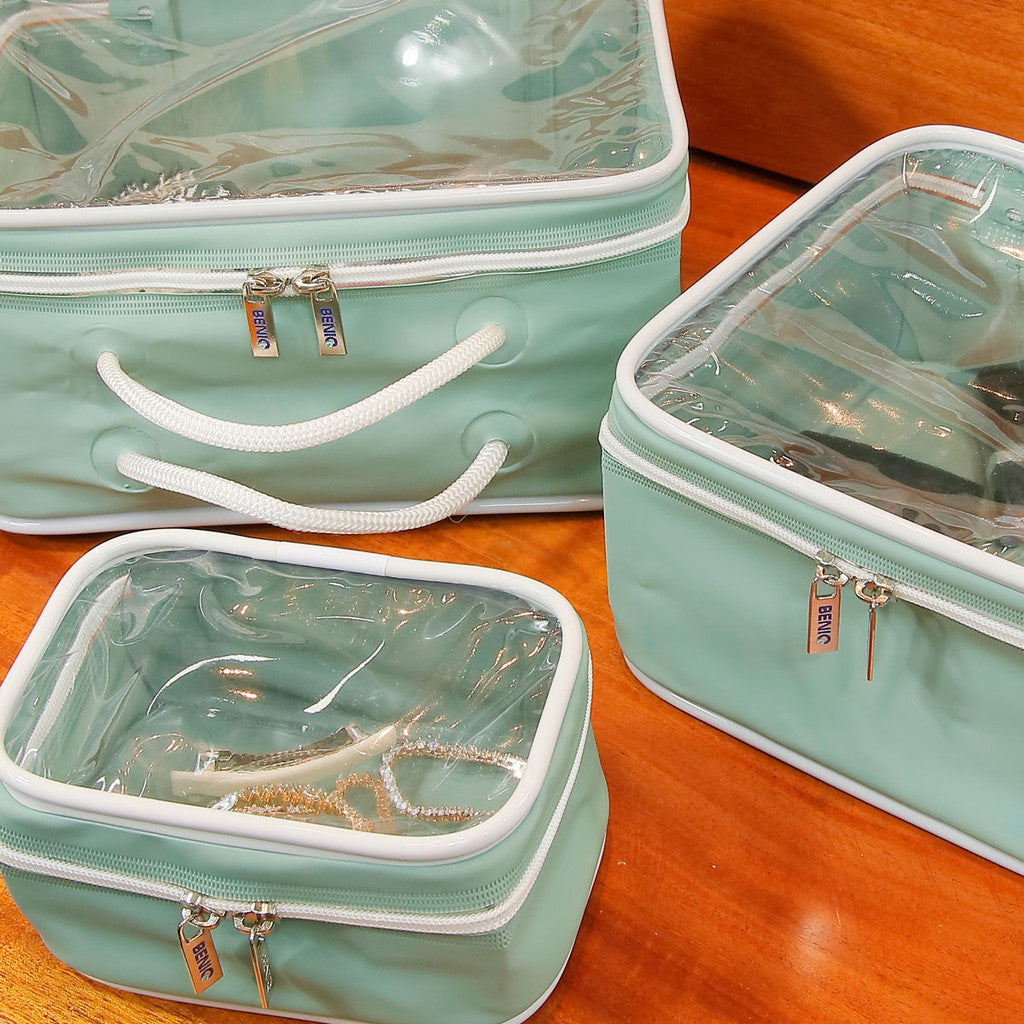 Kit 3 Necessaire Organizador Mala Viagem Maternidade Maquiagem Prática, tamanho compacto
