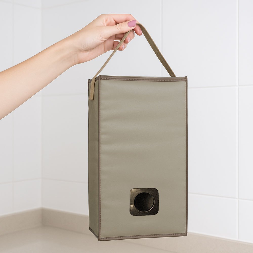 Puxa Saco Porta Sacolas Moderno De Pendurar Organizador De Sacos E Sacolas Premium - Caqui