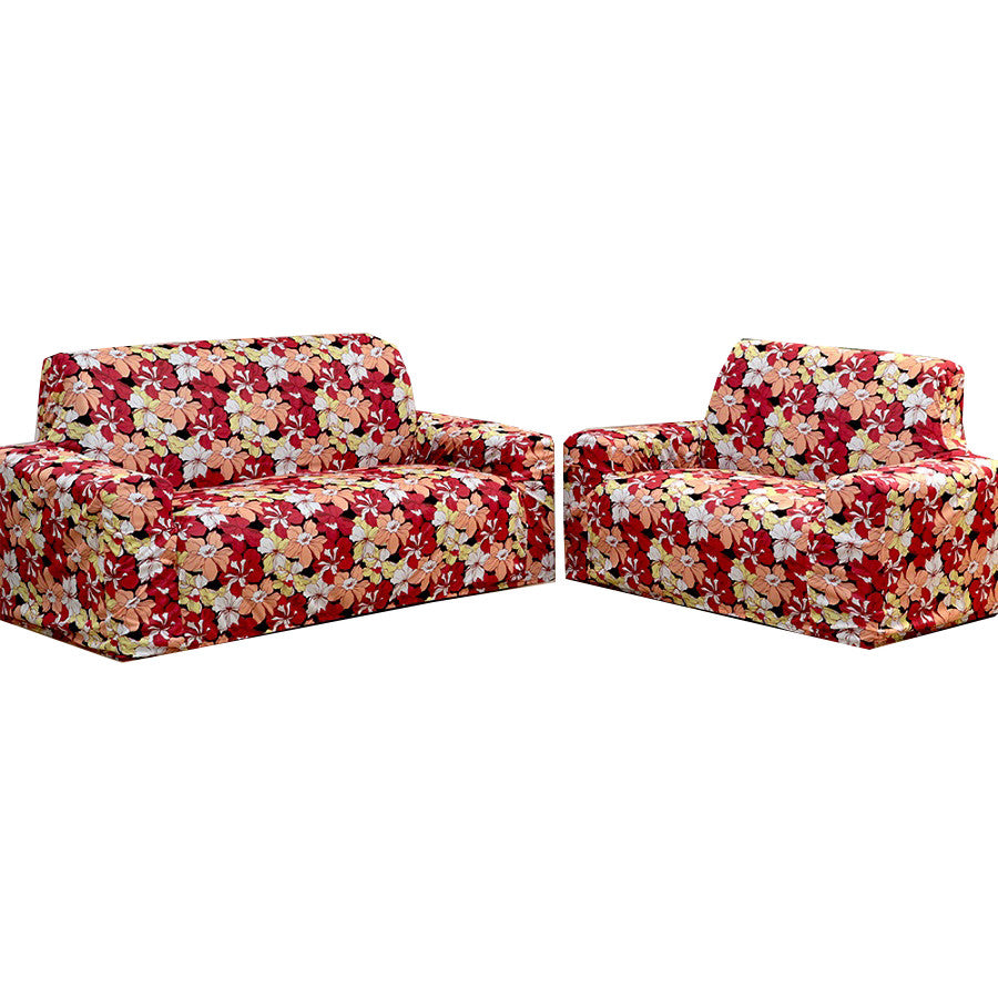 Kit 2 Pçs Capa Protetora de Sofá Padrão 2 e 3 Lugares Adere Estampado Face Única Malha Gel Floral