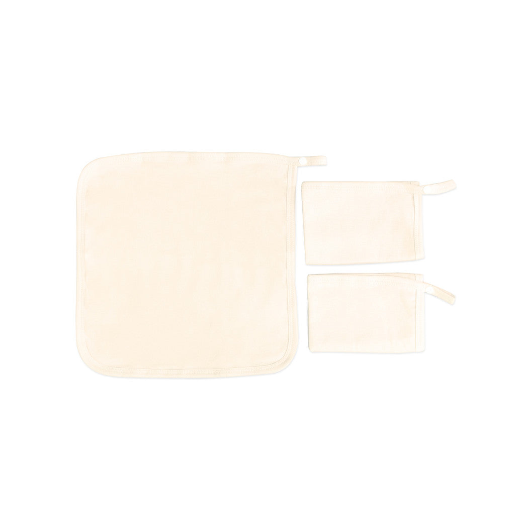 Kit com 3 Paninho de Boca Babete Bebê Malha Liso com Viés e Prendedor de Chupeta 30x30cm