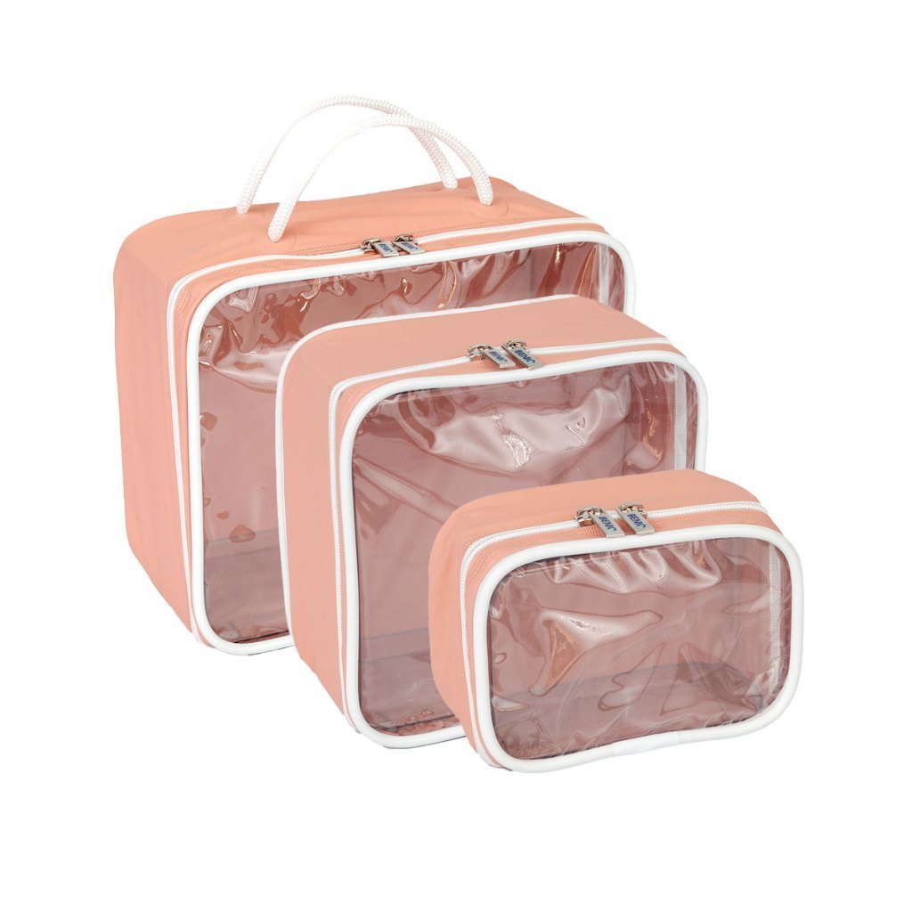 Kit Necessaire Organizador Mala Viagem Maternidade Maquiagem Lisa e Estampada - 3 Peças