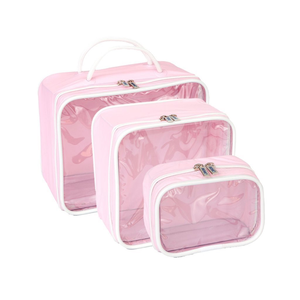 Kit Necessaire Organizador Mala Viagem Maternidade Maquiagem Lisa e Estampada - 3 Peças