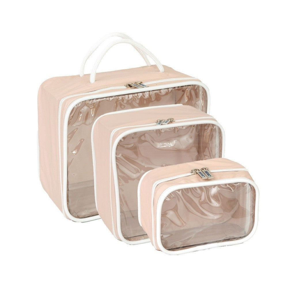 Kit Necessaire Organizador Mala Viagem Maternidade Maquiagem Lisa e Estampada - 3 Peças