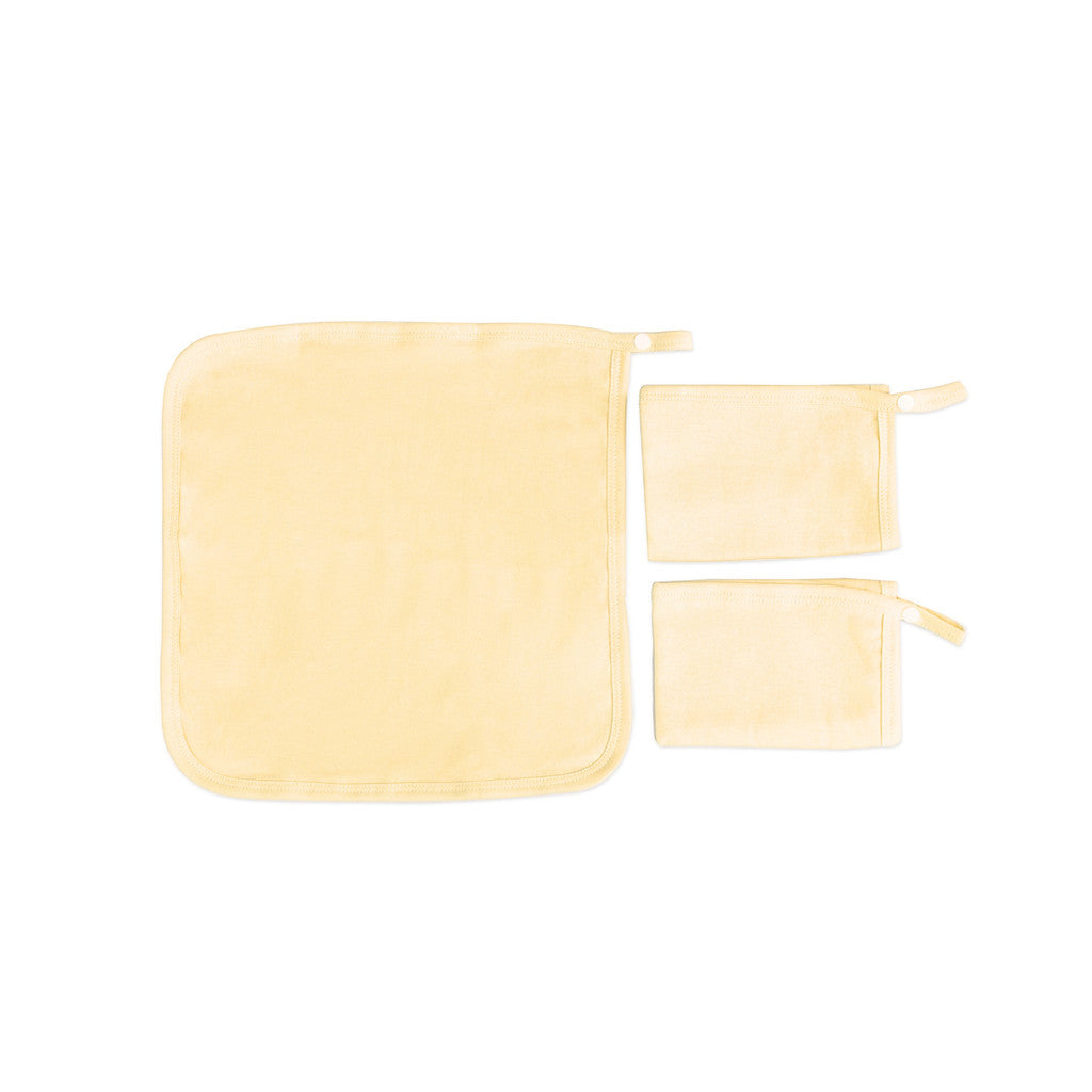 Kit com 3 Paninho de Boca Babete Bebê Malha Liso com Viés e Prendedor de Chupeta 30x30cm