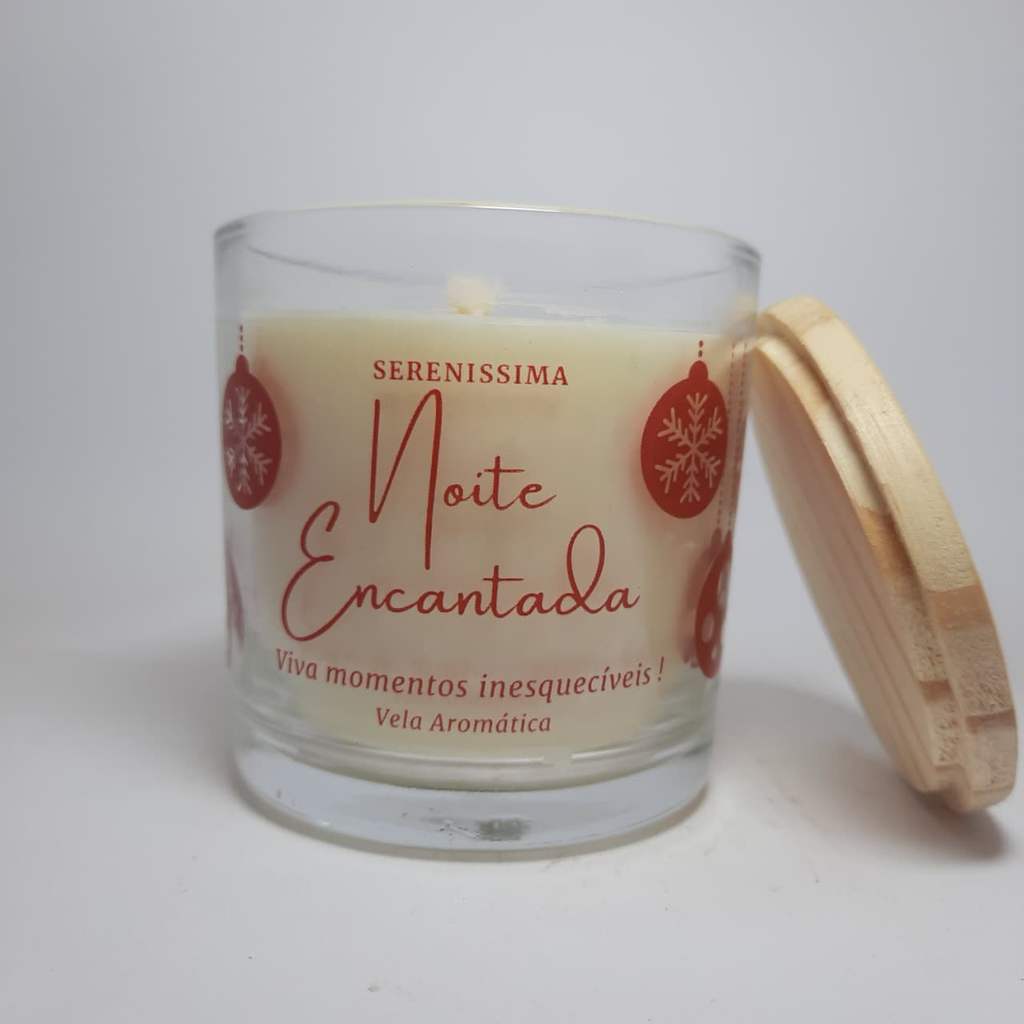 Vela Aromática Decorativa Natal Encantado com Pavio de Algodão e Cera de Coco 200gr Essência Premium