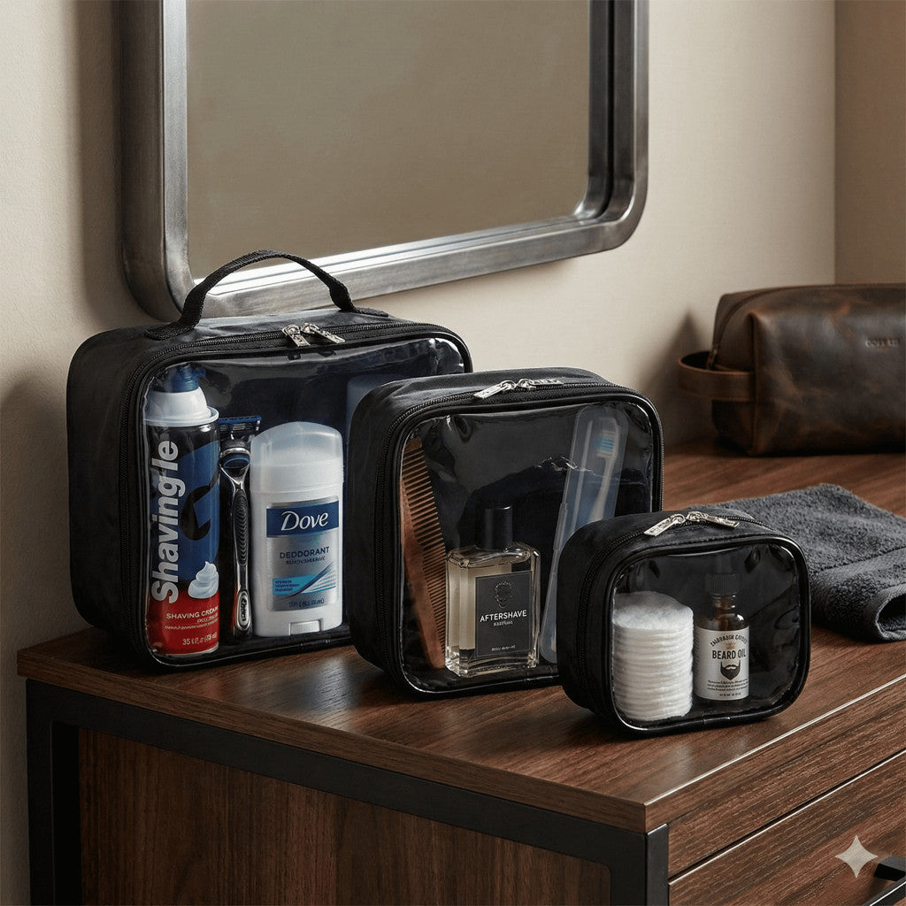 Kit Necessaire Organizador Mala Viagem Maternidade Maquiagem Lisa e Estampada - 3 Peças