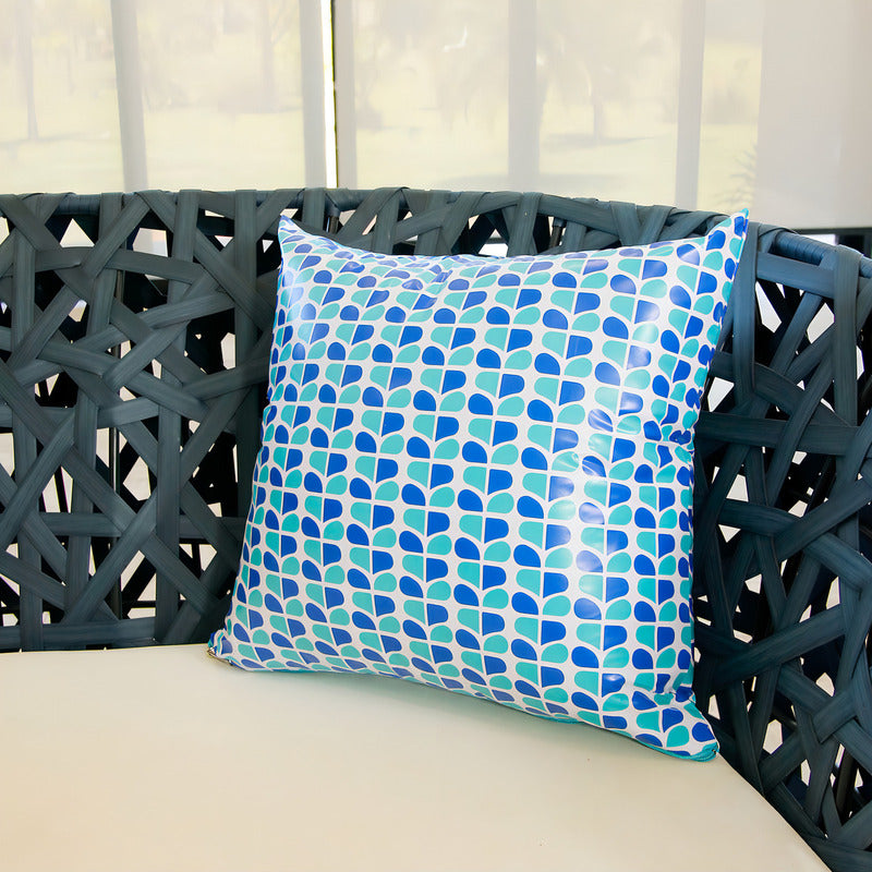 Almofada Impermeável Azul  Estampada Capa Com Zíper Externa Azul Beniq Estampado