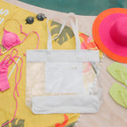 Bolsa Sacola De Praia Piscina Impermeável Transparente Branco Liso Níquel Padrão