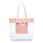 Bolsa Sacola De Praia Transparente Zíper  Cor Rose Rose Liso Níquel Padrão