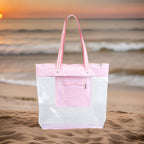 Bolsa Impermeável Rosa  Pvc Zíper Alças Duplas Praia Piscina Rosa Liso Níquel Padrão