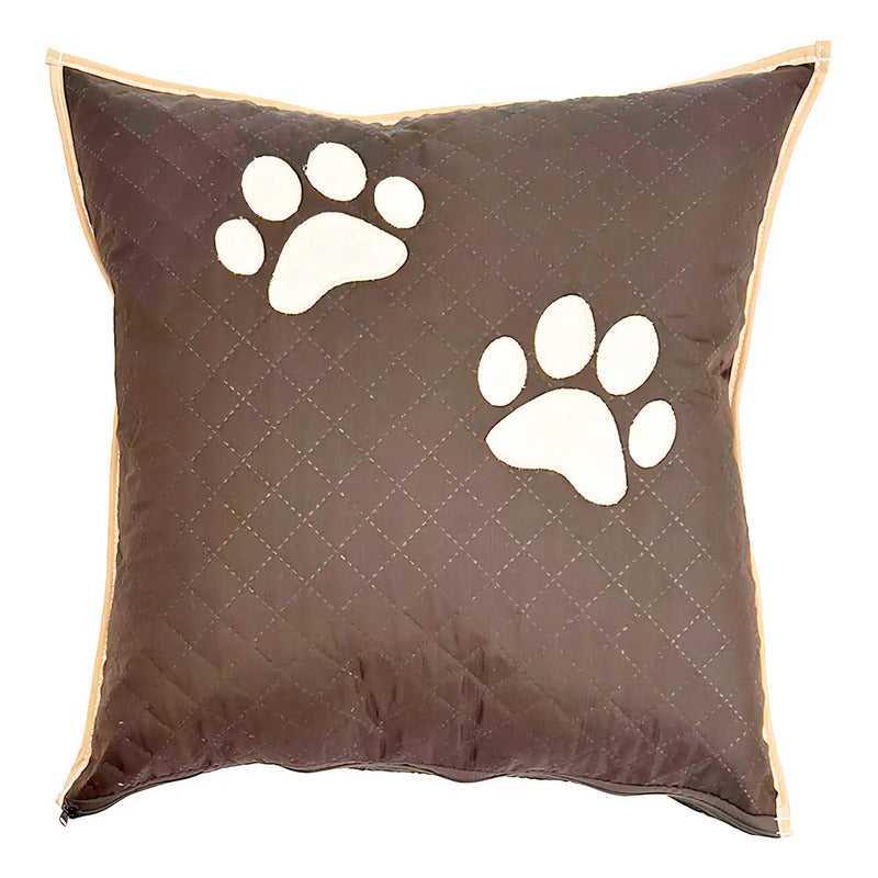Almofada Decorativa Impermeável Pet Comfortpet Avelã 45x45 Capa Removível Patas