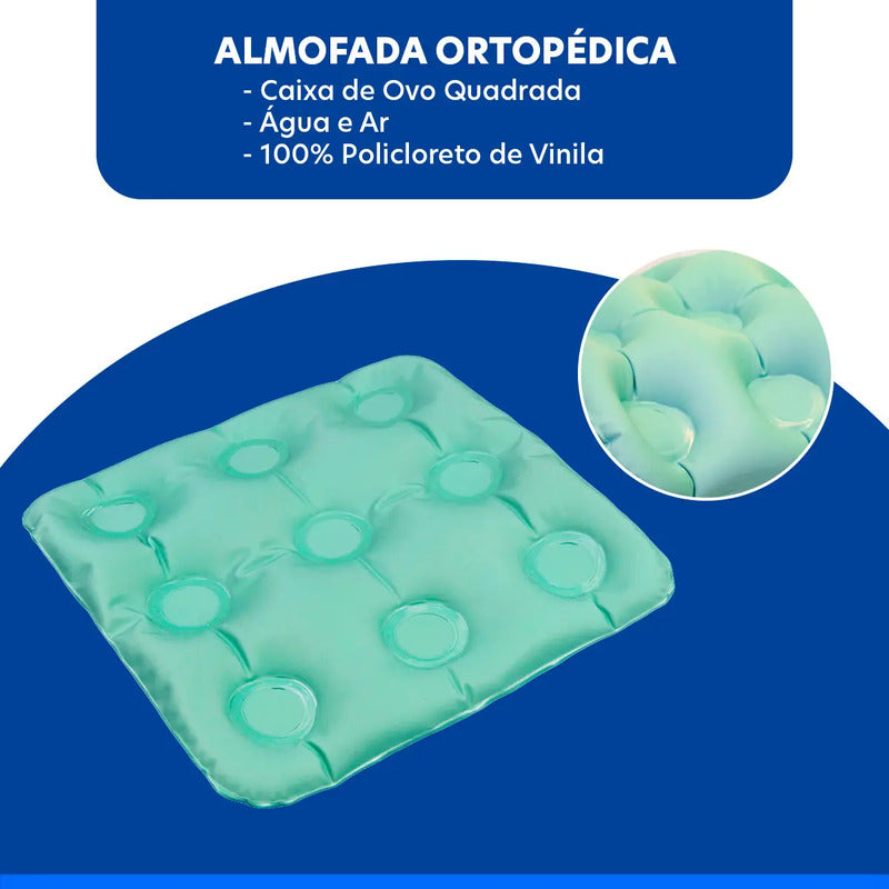 Almofada Ortopédica Caixa De Ovo Quadrada Inflável 2 Em 1 Verde
