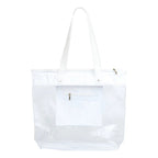 Bolsa Sacola De Praia Piscina Impermeável Transparente Zíper Acambamento Dos Ferragens Níquel Cor Branco Correia De Ombro Padrão Desenho Do Tecido Liso