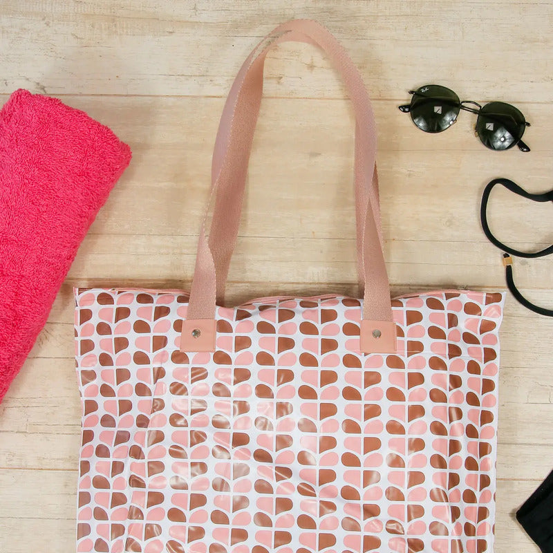 Bolsa Sacola De Praia Impermeável Resistente Bolso Interno Cor Beniq Rose Desenho Do Tecido Estampada