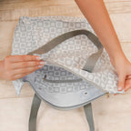 Bolsa Sacola De Praia Impermeável Resistente Bolso Interno Cor Chess Cinza Desenho Do Tecido Estampada