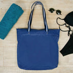 Bolsa Praia Impermeável Azul Com Zíper E Bolso Interno Pvc Dobrável Azul Listra Liso Padrão