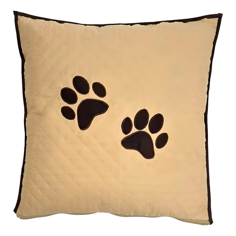 Almofada Decorativa Impermeável Pet Comfortpet Avelã 45x45 Capa Removível Patas