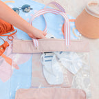 Bolsa Sacola De Praia Piscina Impermeável Transparente Zíper Cor Nude Listra Correia De Ombro Padrão Desenho Do Tecido Liso Níquel