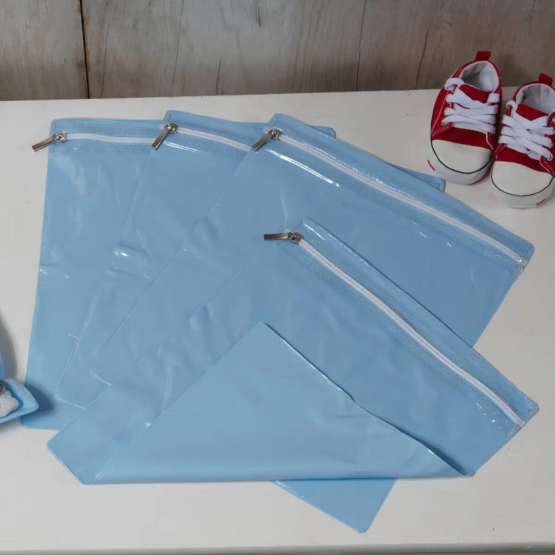 Bolsa De Maternidade Beniq Saco Organizador Impermeável Azul Bebê 5 Unidades Saquinho Maternidade Azul Bebê Liso