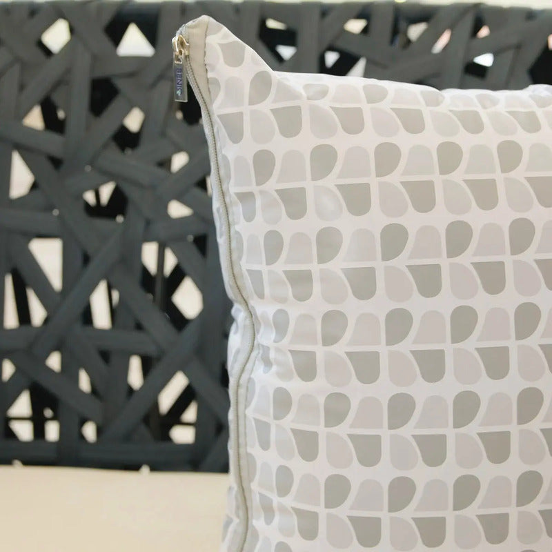 Almofada Impermeável Cinza Beniq Decorativa Externa C/ Zíper Cinza Beniq Estampado