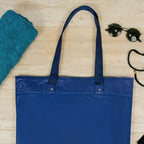 Bolsa De Praia Impermeável Com Zíper E Bolso Interno Cor Azul-escuro Correia De Ombro Azul-escuro Desenho Do Tecido Lisa Liso