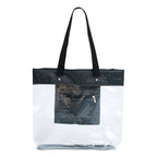 Bolsa Sacola De Praia Piscina Impermeável Transparente Zíper Acambamento Dos Ferragens Níquel Cor Preto Correia De Ombro Padrão Desenho Do Tecido Liso