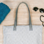 Bolsa De Praia Impermeável Bolso Interno Cor Chess Cinza Chess Cinza Estampado Cinza-escuro
