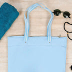 Bolsa Sacola De Praia Impermeável Bolso Interno Resistente Cor Azul Desenho Do Tecido Lisa