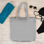 Bolsa De Praia Impermeável Cinza Com Zíper E Bolso Interno Cinza Listra Liso Padrão