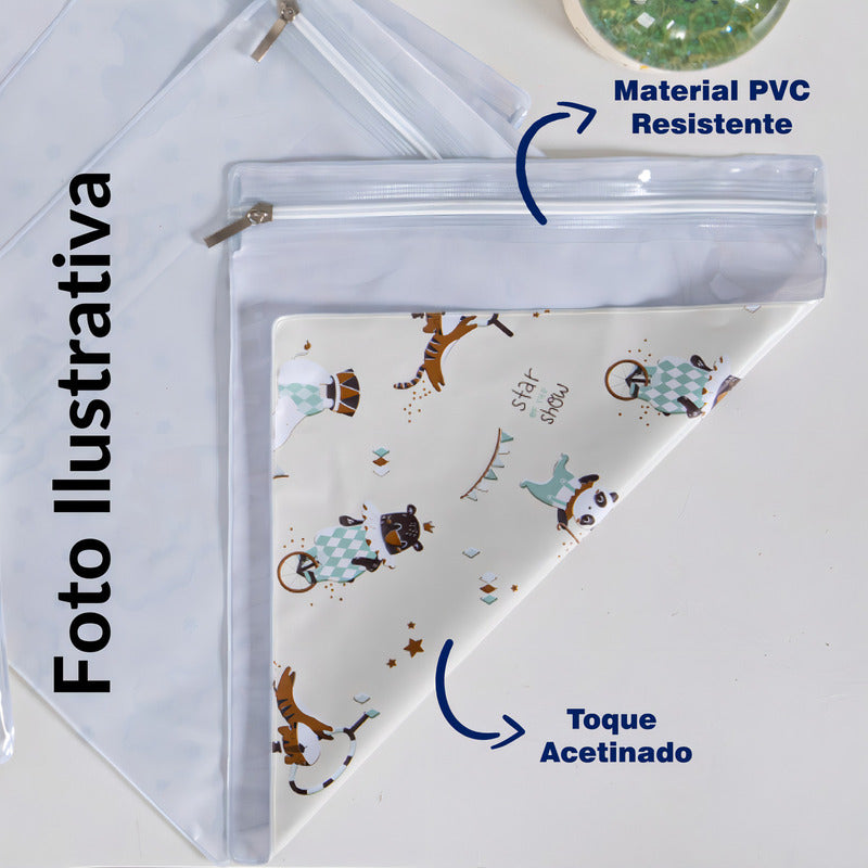 Saco Organizador Impermeável Azul Bebê 5 Unidades Saquinho Maternidade Azul Bebê Liso