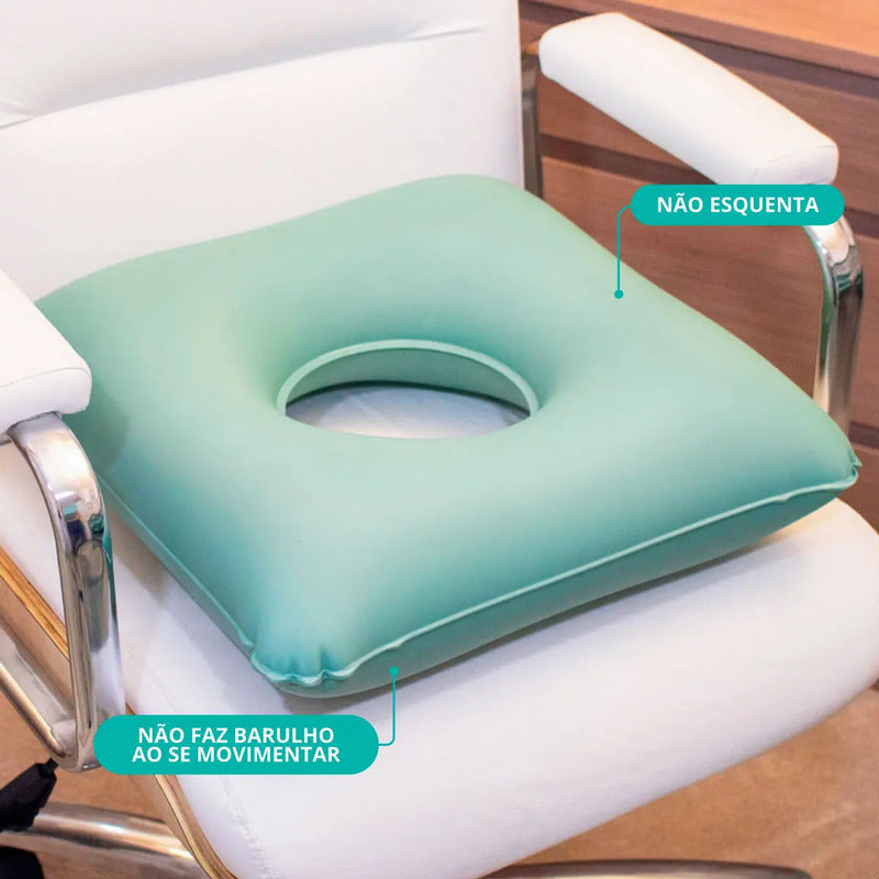 Almofada Ortopédica Quadrada Semprebelacasa Verde Água Inflável Anti-escaras