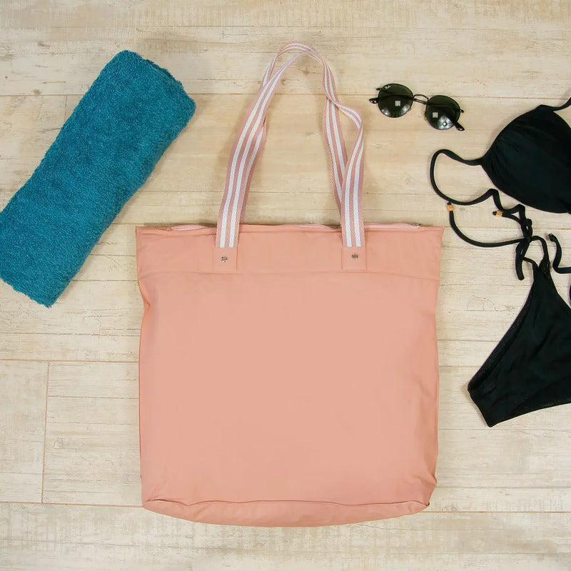 Bolsa De Praia Impermeável Bolso Interno Cor Rose Rose Liso Rosa-claro
