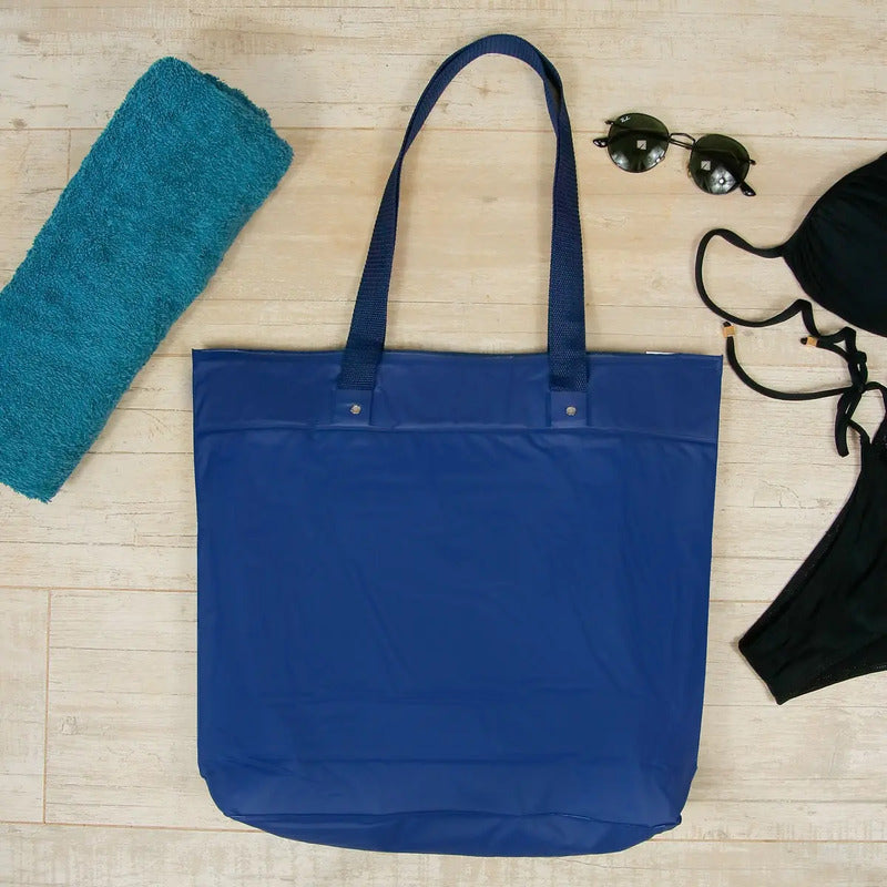 Bolsa De Praia Impermeável Com Zíper  Cor Azul-escuro Azul-escuro Liso