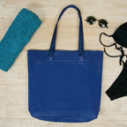 Bolsa De Praia Impermeável Com Zíper E Bolso Interno Cor Azul-escuro Correia De Ombro Azul-escuro Desenho Do Tecido Lisa Liso