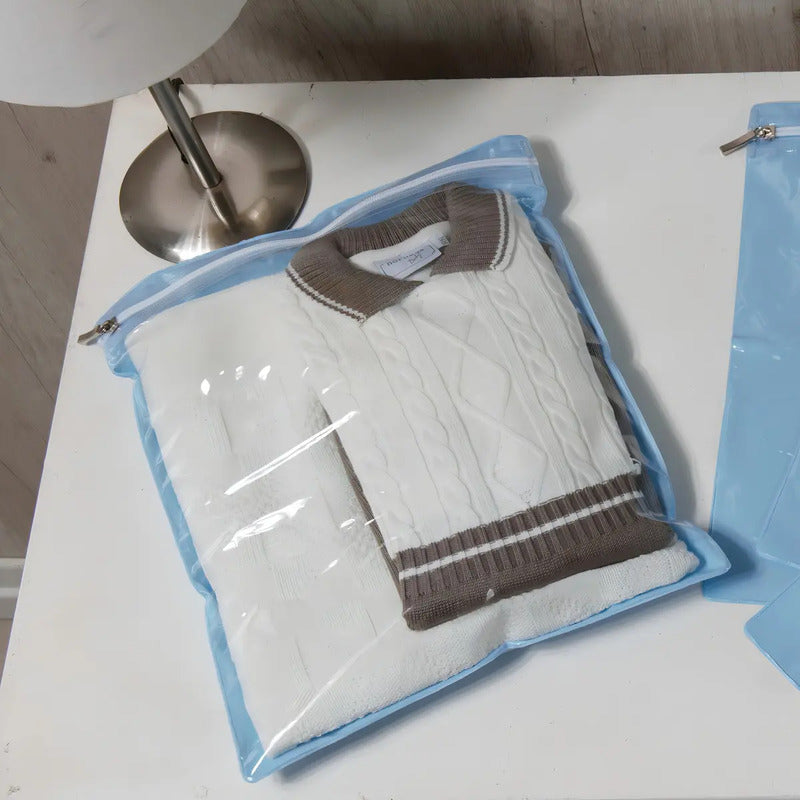 Saco Organizador Impermeável Azul Bebê 5 Unidades Saquinho Maternidade Azul Bebê Liso