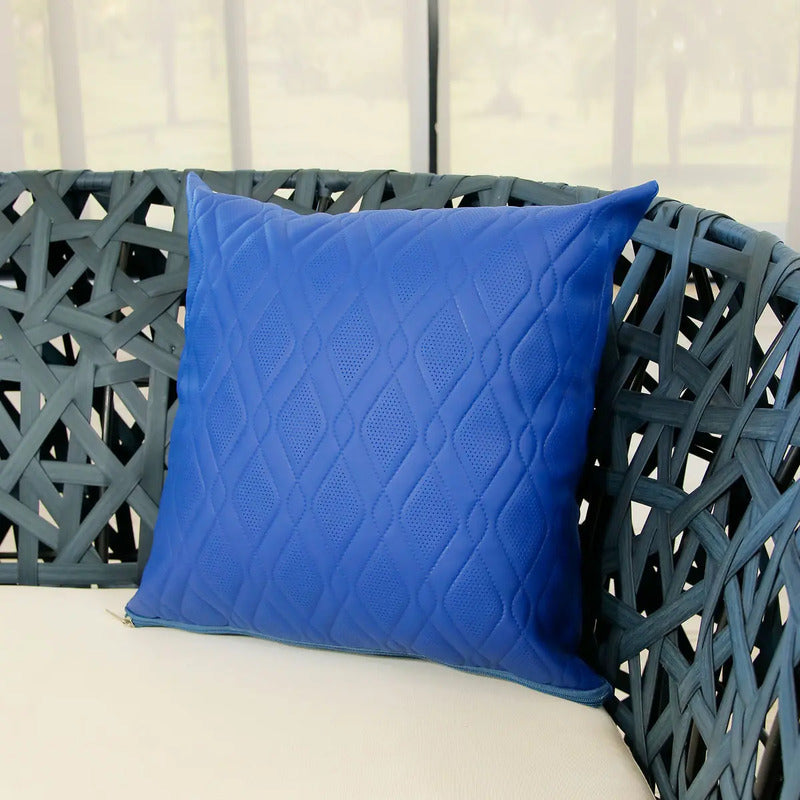 Capa De Almofada Área Externa Impermeável Premium Decorativa Cor Azul Lisa Liso