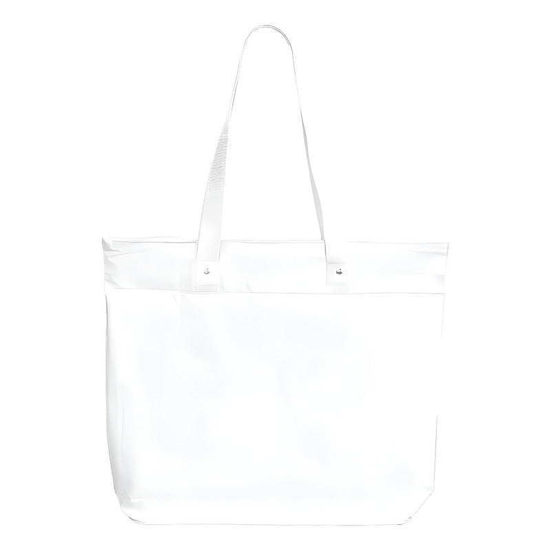 Sacola Bolsa De Praia Impermeável Com Zíper E Bolso Interno Branco Liso Padrão