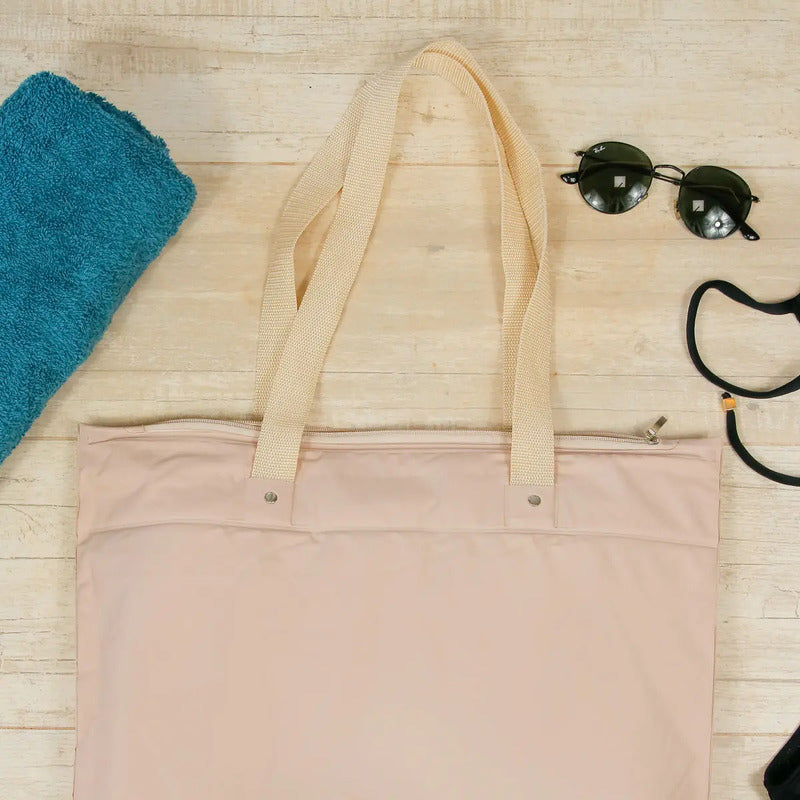 Bolsa Praia Impermeável Resistente Bolso Interno Cor Nude Nude Liso