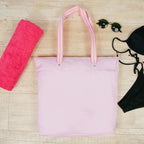 Bolsa Sacola De Praia Impermeável Resistente Bolso Interno Cor Rosa Desenho Do Tecido Lisa