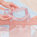 Bolsa Sacola De Praia Transparente Zíper  Cor Rose Rose Liso Níquel Padrão