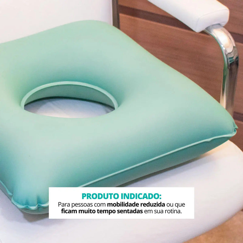 Almofada Ortopédica Quadrada Semprebelacasa Verde Água Inflável Anti-escaras