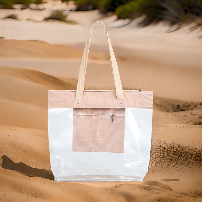 Bolsa Sacola  Transparente  Ferragens Níquel Cor Nude Nude Liso Níquel Padrão