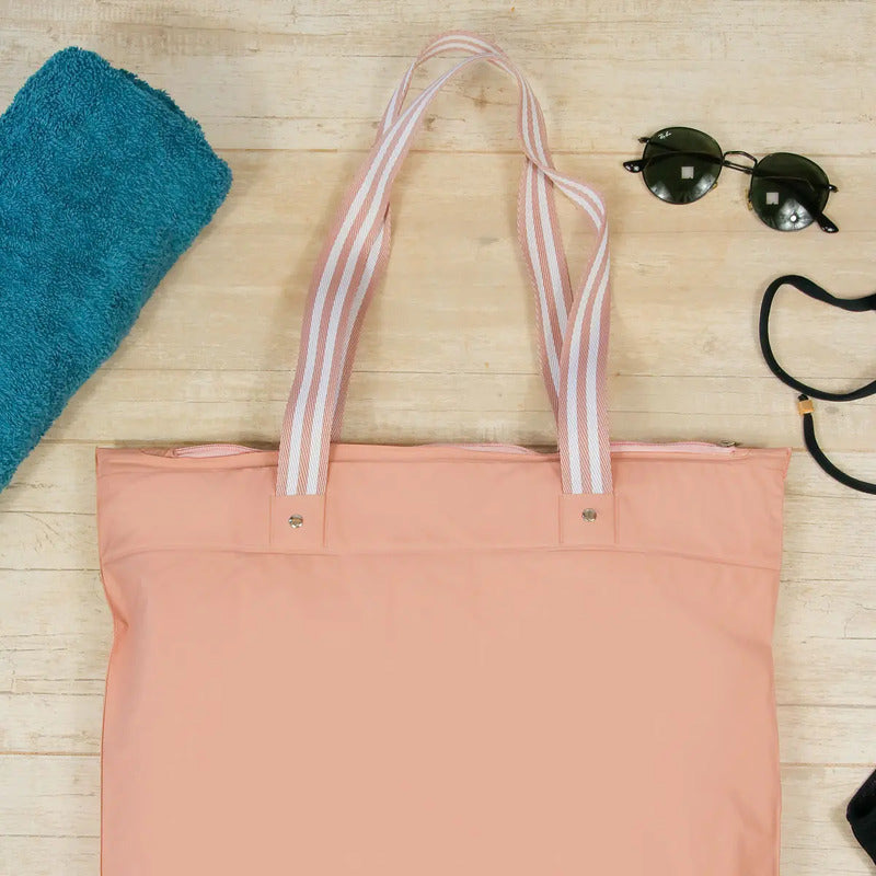 Bolsa De Praia Impermeável Bolso Interno Cor Rose Rose Liso Rosa-claro