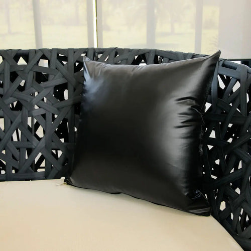 Almofada Impermeável Decorativa Pvc Preto Com Zíper Refil Preto Liso