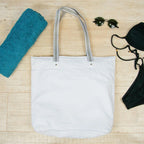 Bolsa Sacola De Praia Impermeável Resistente Bolso Interno Cor Branco Desenho Do Tecido Lisa