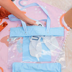 Bolsa De Praia Impermeável Com Bolso Interno Ziper Cor Azul Azul Liso