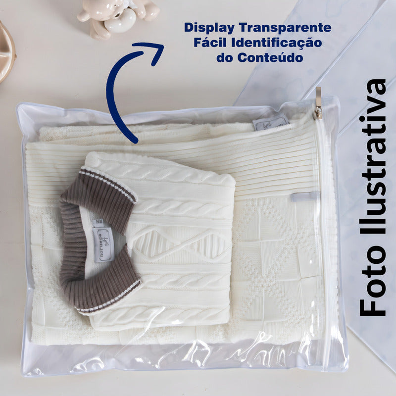 Saco Organizador Impermeável Azul Bebê 5 Unidades Saquinho Maternidade Azul Bebê Liso