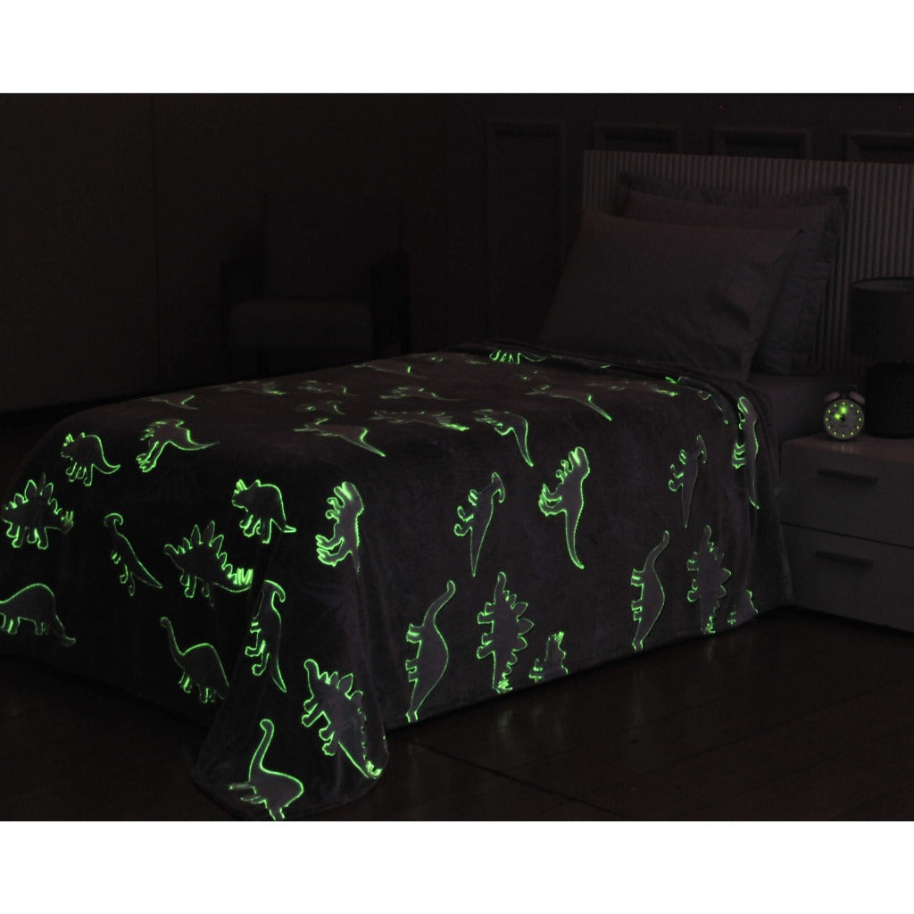 Manta Shine Mágica Fluorescente Solteiro 1,50m x 2,20m – Luminosa que Brilha no Escuro Infantil