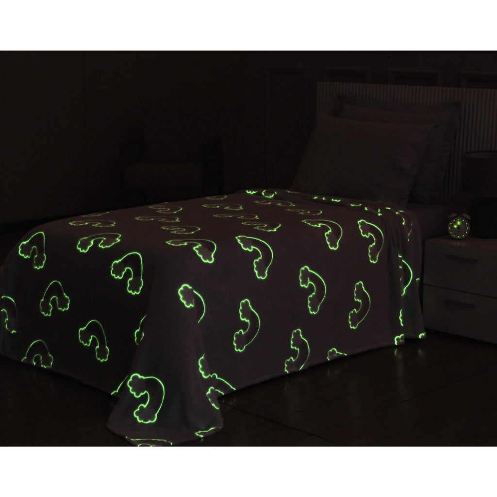 Manta Shine Mágica Fluorescente Solteiro 1,50m x 2,20m – Luminosa que Brilha no Escuro Infantil